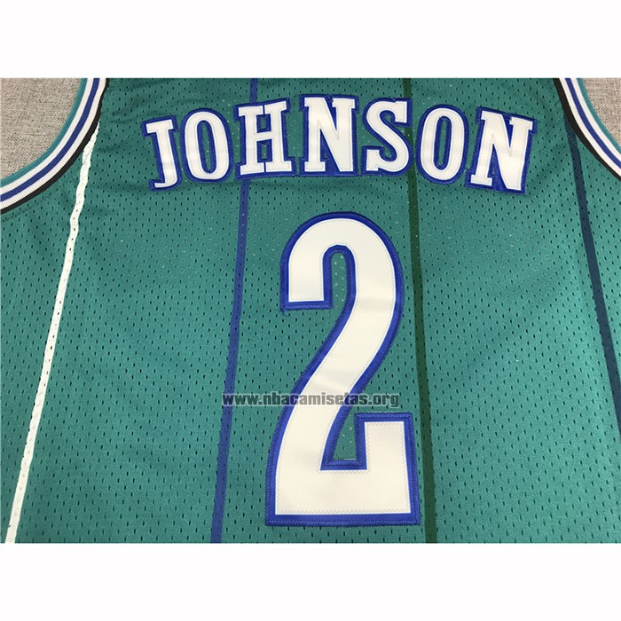 Camiseta Charlotte Hornets Larry Johnson NO 2 Hardwood Classics 1992-93 Verde